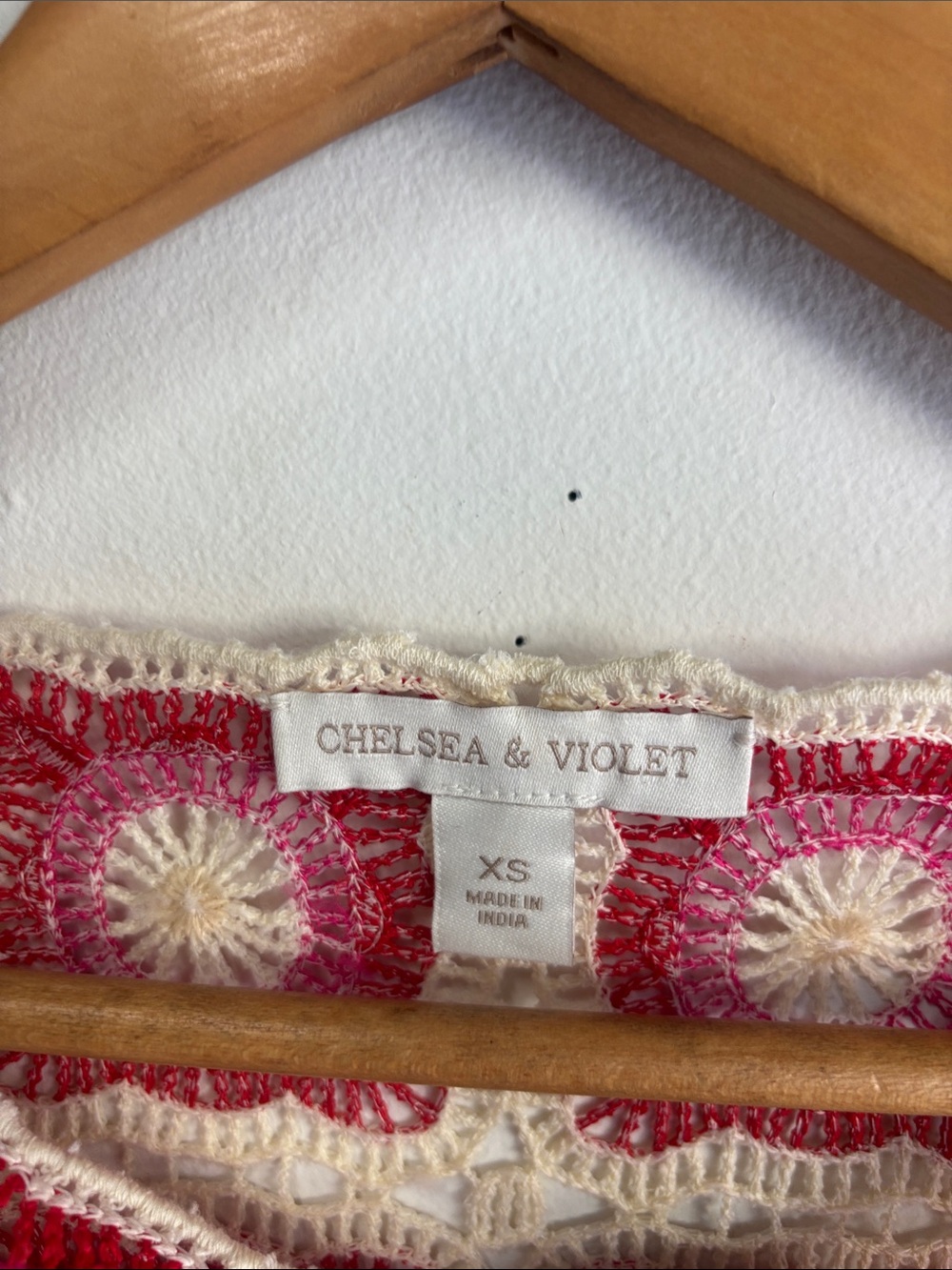 Chelsea & Violet Fuchsia and Cream Crochet Square-Pattern Long Sleeve Dress - Picture 4 of 6